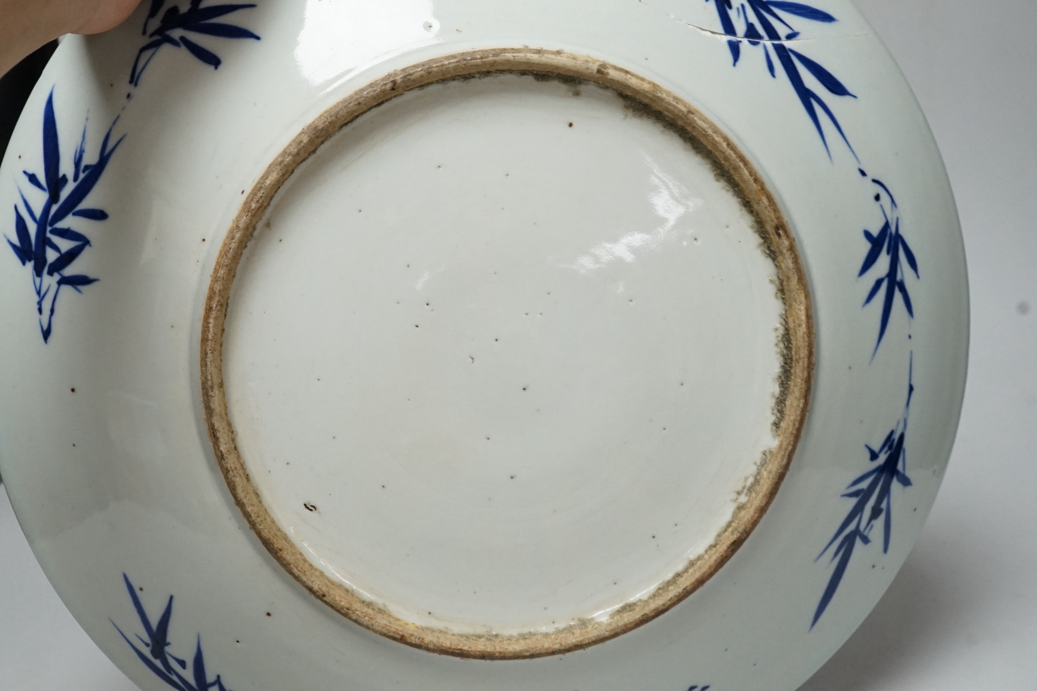 A small Nanking Cargo teabowl and saucer, and other 18th/19th century Chinese blue and white ceramics, tallest 21cm